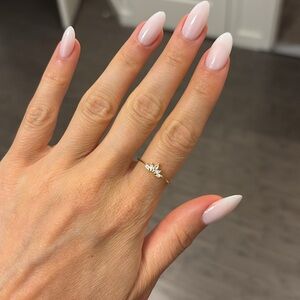 dainty gold ring cz stones teardrop sterling silver